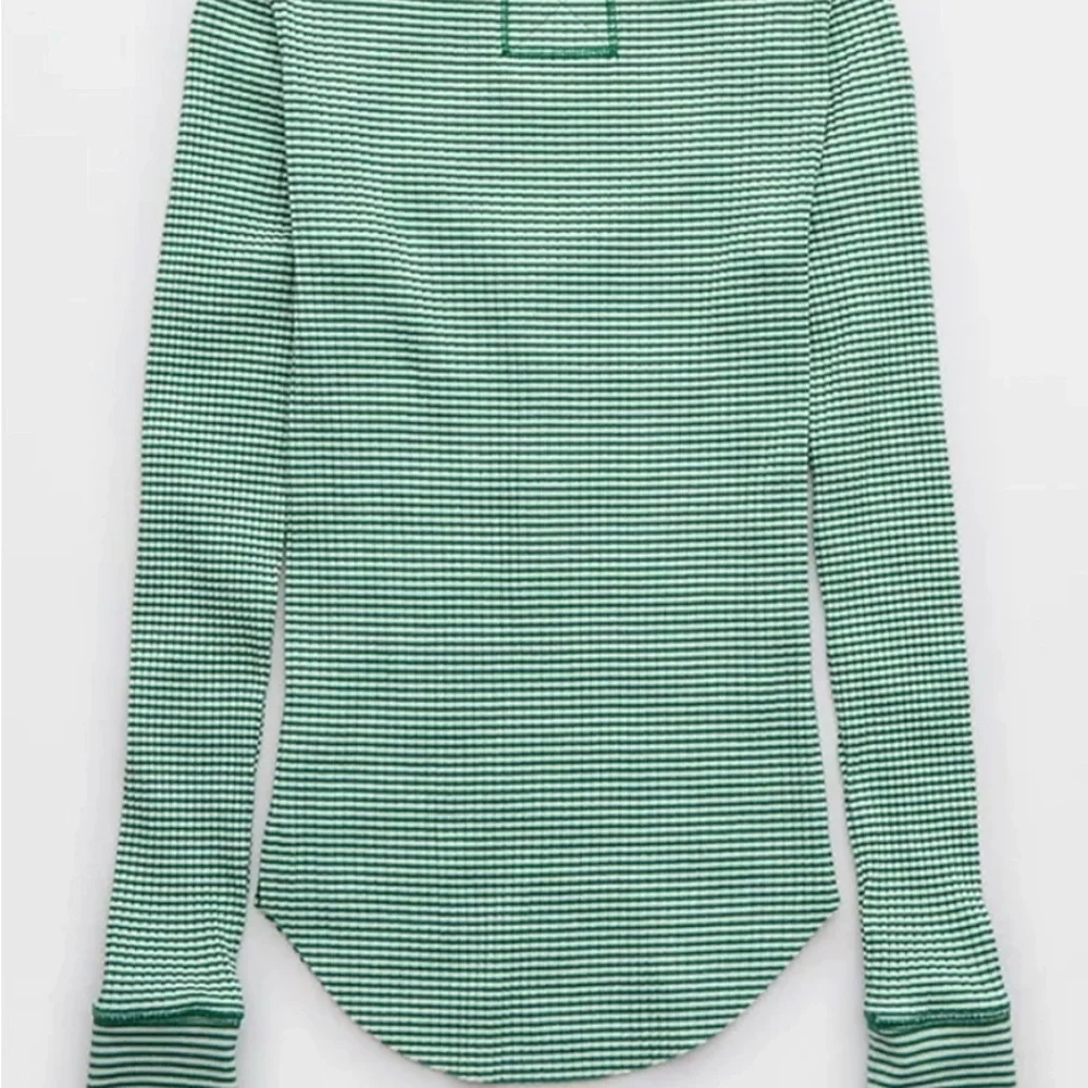 Aerie long sleeve fitted henley t-shirt size XS color green/white NWT - Picture 5 of 5
